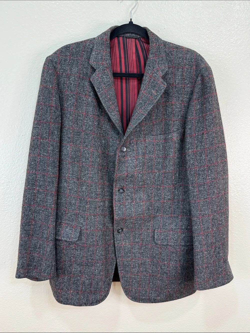 Vintage HARRIS TWEED Scottish Wool Blazer Men’s Gray Classic Retro